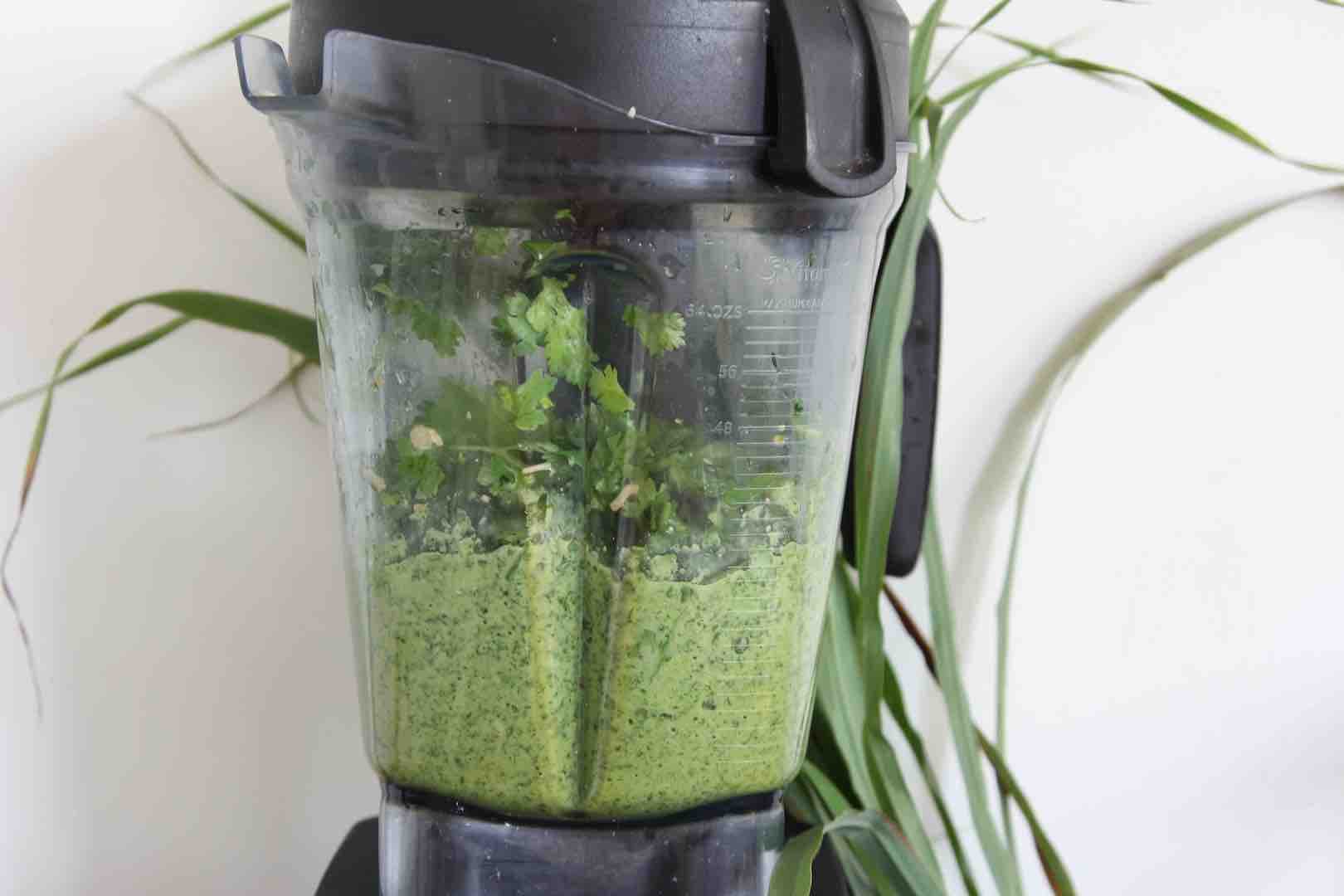 8.pesto coriander in blender